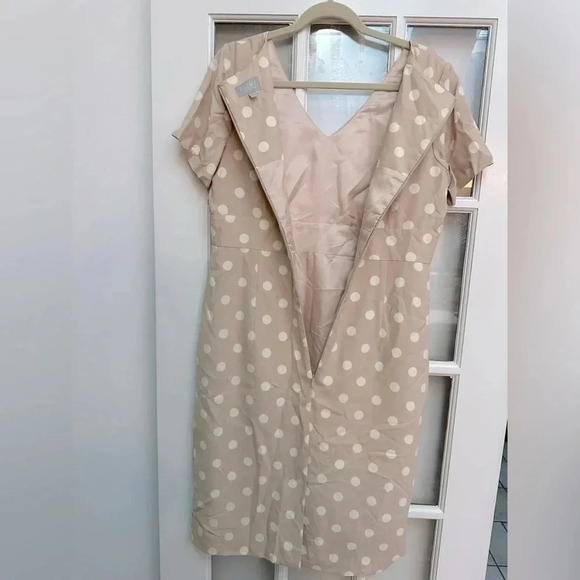 Pure Collection | 100% Silk Cream White Polka Dot Dress Size 12 Pinup Rockabilly - Picture 3 of 11